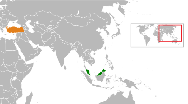 Location map for Malaysia and Turkey.