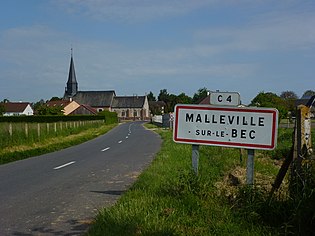 Malleville-sur-le-Bec (Eure, Fr) city limit sign.JPG