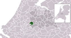 Highlighted position of Oudewater in a municipal map of Utrecht