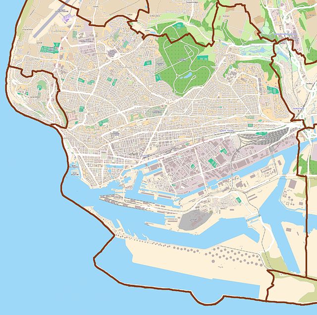 Mapa konturowa Hawru, po lewej znajduje się punkt z opisem „Kościół św. Józefa w Hawrze”