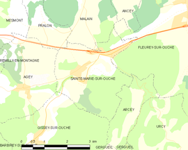 Mapa obce Sainte-Marie-sur-Ouche