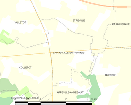 Mapa obce Cauverville-en-Roumois