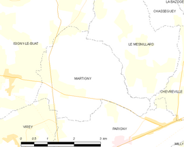 Mapa obce Martigny