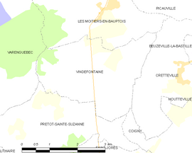 Mapa obce Vindefontaine