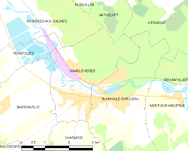 Mapa obce Damelevières