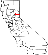 シエラ郡の位置を示したカリフォルニア州の地図