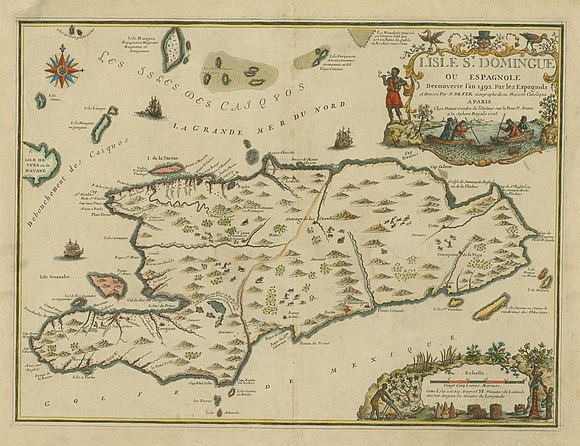 French map of Hispaniola by Nicolas de Fer