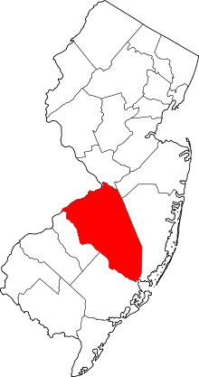 Harta e Burlington County në New Jersey