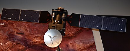 Scale model of the ExoMars Trace Gas Orbiter displayed during the Paris Air Show, 2015 Maquette Exomars Orbiter Salon du Bourget 2015 DSC 0045.jpg