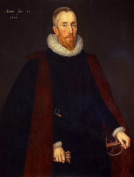 The 1st Earl of Dunfermline, by Marcus Gheeraerts the Younger. Lord Dunfermline was Lord President of the Court of Session from 1598 to 1604 and Lord 