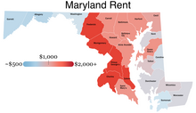 1 bedroom rent by county in Maryland (2021)

$2,000+

$1,000

~$500 Maryland rent.webp