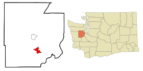 Mason County Washington Incorporated and Unincorporated areas Shelton Highlighted.svg