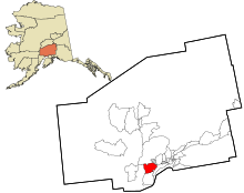 Matanuska-Susitna Borough Aljaška začleněny a nezapsané v obchodním rejstříku oblasti Velké jezero zvýrazněno.svg