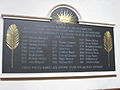 A memorial plaque, installed in 2008, to the Martyrs Reformation both Catholic and Protestant who lived in Oxfordshire, taught at the University of Oxford, or were brought to Oxford for execution. The memorial plaque is fixed on the northern wall of the University Church of St Mary the Virgin, Oxford.