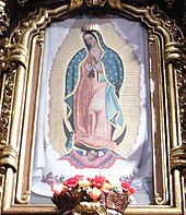 Images of Mary, mother of Jesus, are often surrounded by an aureole, as in this image of Our Lady of Guadalupe. Mexico.NstraSraGpe.Repro.jpg