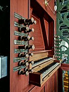 Knoppen en speelbord van het orgel