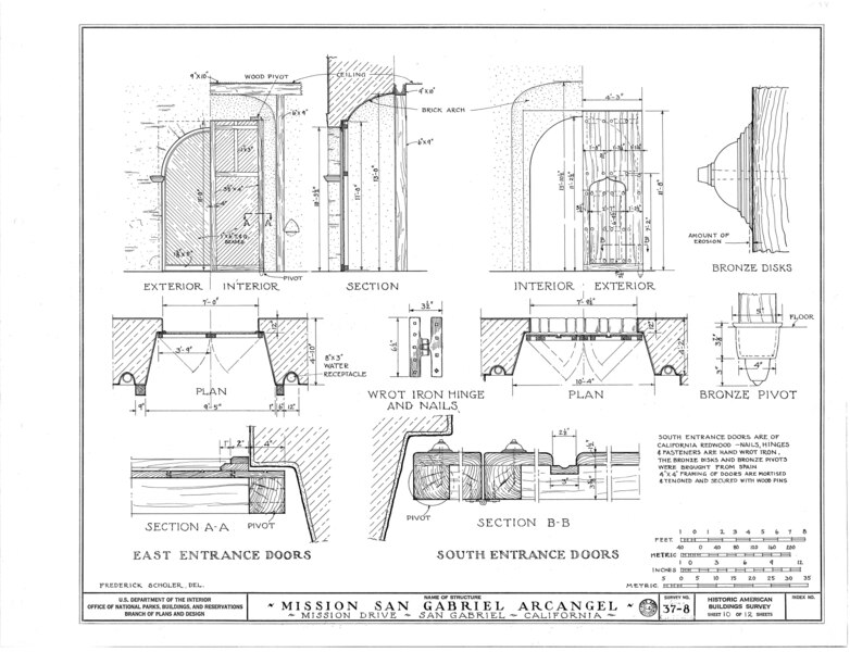 File:Mission San Gabriel Arcand-225;ngel, 428 South Mission Drive, San Gabriel, Los Angeles County, CA HABS CAL,19-SANGA,1- (sheet 10 of 12).tif