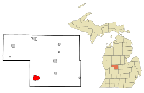 Montcalm County Michigan Incorporated and Unincorporated areas Greenville Highlighted.svg