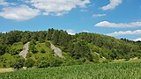 De naturlige monumenter 1 Linde Dittwar Obere Seegärten (venstre), Steinriegel Dittwar Burghelle (højre) og vandbeskyttelsesområdet på cykelstien Muckbachtal.