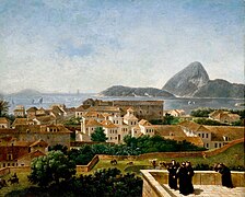View of Sugarloaf from the terrace of the Convento de Santo Antônio (Convent of St. Anthony), c. 1816. Painting by Nicolas-Antoine Taunay.