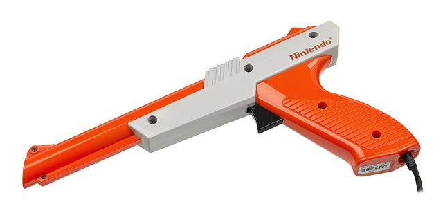 The re-released NES Zapper in orange, introduced in 1989