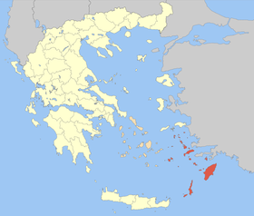 Архипелаг Додеканес на карте Греции
