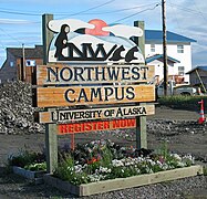 Signe del campus nord-oèst del Universitat de Alaska