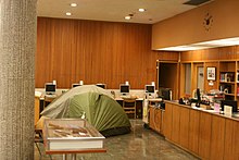 Occupy Cal occupied UC Berkeley's anthropology library for 3 days following cuts to library hours and resources. Occupy Cal study-in of UC Berkeley George and Mary Foster Anthropology Library.jpg