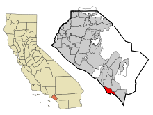 Orange County California Incorporated und Unincorporated Bereiche Dana Point Highlighted.svg