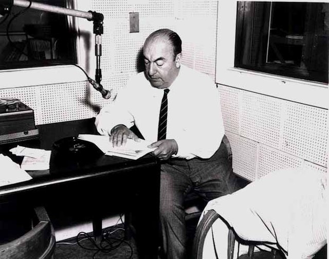 Chilean poet Pablo Neruda recording poems at the U.S. Library of Congress this year