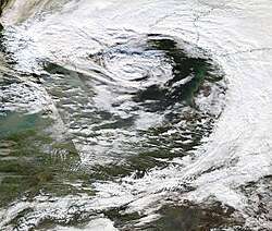 satellitbild av stormen Per den 14 januari 2007