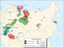 La Caspienne parmi les régions pétrolifères de la zone d'influence russe (peut-être 50 milliards de barils).