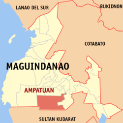 Map of Maguindanao del Sur showing the location of Ampatuan
