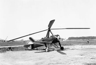 Pitcairn PCA-2 Unpowered rotor, tractor propeller, wings.