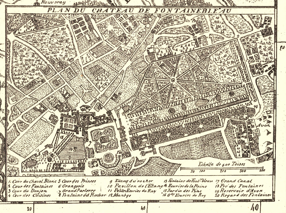 Fontainebleau. Bastiment's plan with its contents, Floor plan of Château de  Fontainebleau in France, Signed: FD; Imp. Lemercier et Cie, A. Lévy (ed.),  Fig. 11, T. 2. 10., Cerceau, Jacques Androuet du (