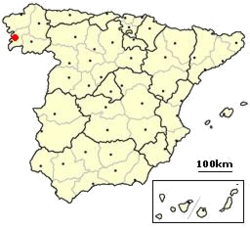 شهر پنتبدرا بر نقشه اسپانیا