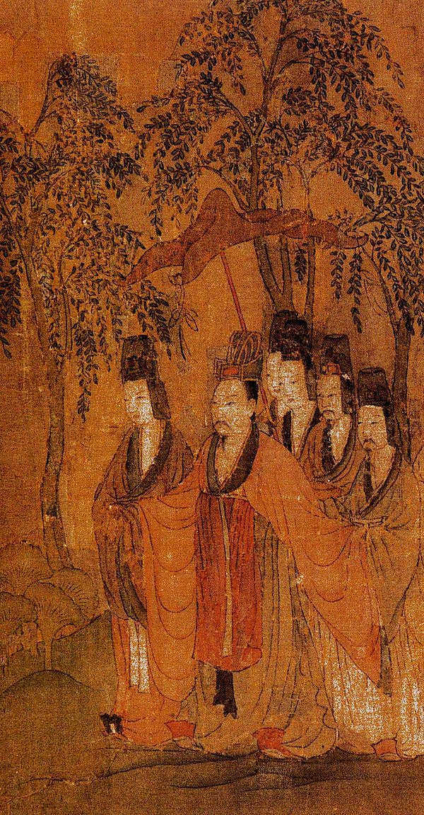 Cao Zhi's full-length portrait on "Nymph of Luo River" (or "Goddess of Luo River") by Gu Kaizhi of the Jin dynasty (266–420), which illustrates a fu (