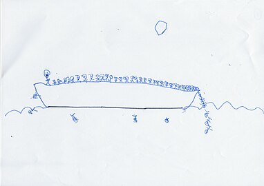 Refugee Drawing with boat