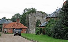 The church ruins among farm buildings. Remains of Butley Priory near Abbey Farm (geograph 2578345).jpg