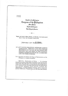 Republic Act No. 11590 signed by Duterte on September 22, 2021, imposed additional taxes on POGOs. Republic Act No. 11590 (20210922-RA-11590-RRD).pdf