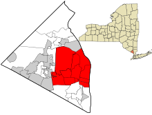 Rockland County New York začleněny a neregistrované oblasti Clarkstown zvýrazněny.svg