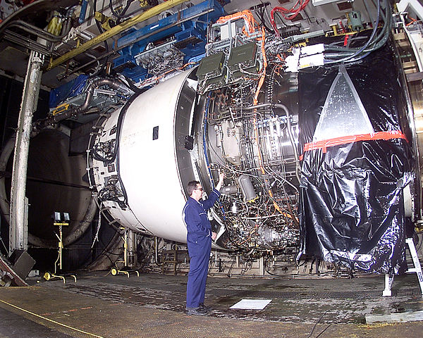 A Trent 900 on test at the Arnold Engineering Development Complex