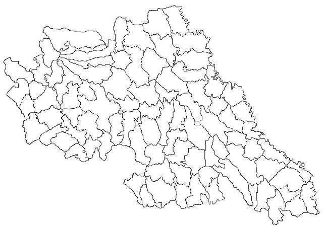 Mapa konturowa okręgu Jassy, blisko prawej krawiędzi na dole znajduje się punkt z opisem „Costuleni”