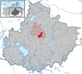 Poziția Rosenow pe harta districtului Mecklenburgische Seenplatte