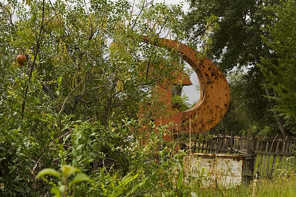 Rusted Soviet hammer and sickle in Kyrgyzstan