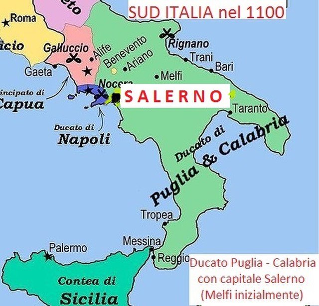 Salerno capital of the Norman "Ducato di Puglia e Calabria" in 1100