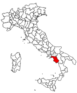 Karta över Italien med Provincia di Salerno markerat