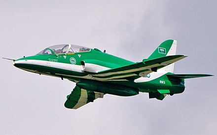 A BAE Hawk from the Saudi Hawks display team