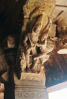 Sculpture3 near pillar bracket in Vaishnava cave temple no. 3 in Badami.jpg