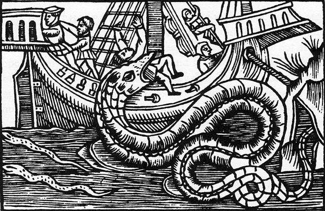 A sea serpent.―From Magnus, Olaus (1555). History of the Northern Peoples.